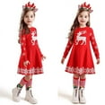 thumbnail image 2 of Little Girls Christmas Dress Reindeer Snowflake Xmas Gifts Winter Knit Sweater Dresses, 2 of 6