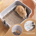 thumbnail image 2 of Stainless Steel Rabbit Litter Box with Safety Grid, Large Sifting Bunny Litter Pan for Small Animals, Guinea Pig, Ferret, Easy to Clean, Anti-Urine Leakage Metal Pet Toilet (16.9" × 13.4" × 6.7"), 2 of 7