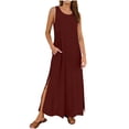 thumbnail image 5 of Vetsdori Women's Maxi Dresses Sundress Slip Dress Holiday Summer,Sleeveless Red Plaid Tank Dress for Women Crew Neck, 5 of 5