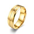 thumbnail image 1 of Anillo de acero inoxidable negro con borde biselado y ranura azul de 8mm para hombres y niños, joyería de hip hop, anillos de dedo cepillados dorados, Bague Homme 2025, 1 of 2