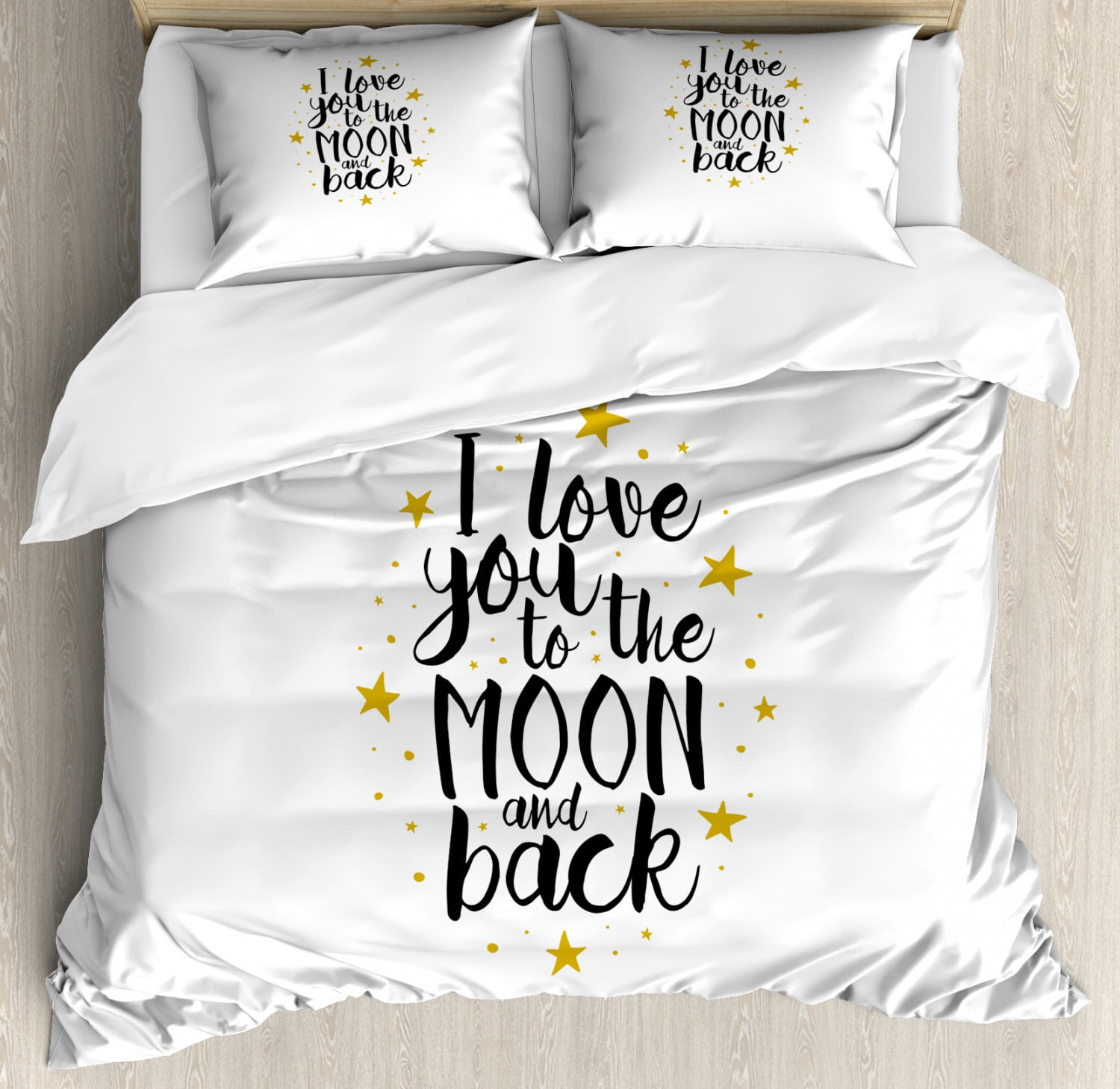 Star Moon Single Double King Size Bed Set Pillowcases Quilt Duvet Cover Decor 