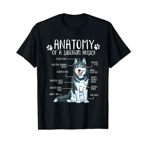 Funny Anatomy Siberian Husky Dog Lover T-Shirt
