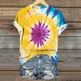 thumbnail image 3 of VBTAPA Tie Dye T-Shirt for Women Funny Contrast Color Short Sleeve Tops Summer Casual Loose T Shirts Round Neck Soft Comfy Tee on Sale Multicolor L, 3 of 5