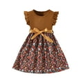 thumbnail image 1 of Odeerbi Niñas Algodón Rib Knit Floral Vestidos Verano Ruffle Manga Arco Princesa Vestido Niños Impreso Sin Mangas Cuello Redondo Rodilla Vestido, 1 of 3