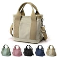 thumbnail image 1 of Bolso de mano para mujer, bolso de lona de gran capacidad con múltiples bolsillos y cremallera, bolso bandolera para mujer, estilo nicho, color caqui., 1 of 7