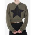 thumbnail image 3 of Women Zip Hoodies Stars Print Long Sleeve Crop Tops Aesthetic Sweatshirt for Fall Streetwear, 3 of 6