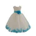 thumbnail image 2 of Ekidsbridal Wedding Pageant Rose Petals Ivory Tulle Flower Girl Dress Junior Bridesmaid Summer Easter Communion 302T S, 2 of 3