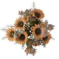 thumbnail image 1 of Ramo de girasoles artificiales Farfi, decorativo, resistente a la decoloración, para bodas, lleno de vitalidad, flores exuberantes, girasoles simulados, decoración de balcón (café claro), 1 of 8