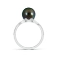 thumbnail image 2 of Angara Tahitian Cultured Pearl Bypass Ring with Diamond Halo in 14K White Gold for Women | June Birthstone Jewelry for Her, 2 of 8