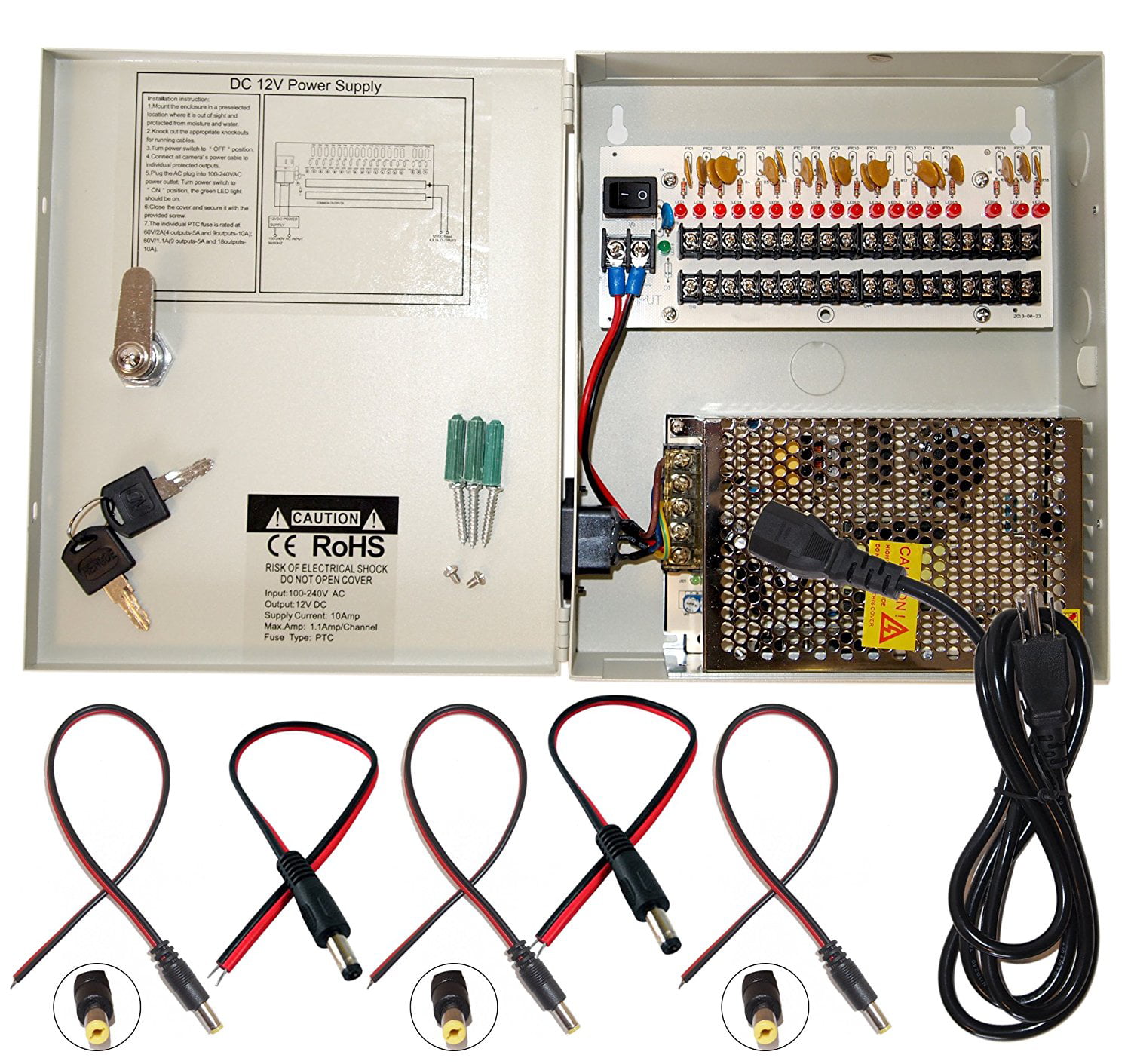 CCTV Power Supply Box 9 Ports 10 Amp 12V DC Output 