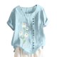 thumbnail image 2 of Pntutb Mujer Verano Casual Cuello Redondo Manga Corta Impreso Camisa Suelta Tops Blusa Pntutb Pntutb-619, 2 of 3