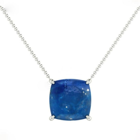 2.00 T.C.W Cushion Cut Blue Sapphire Gemstone Solitaire Stunning Pendant for her in Solid 14K White Gold With 18 inches Chain