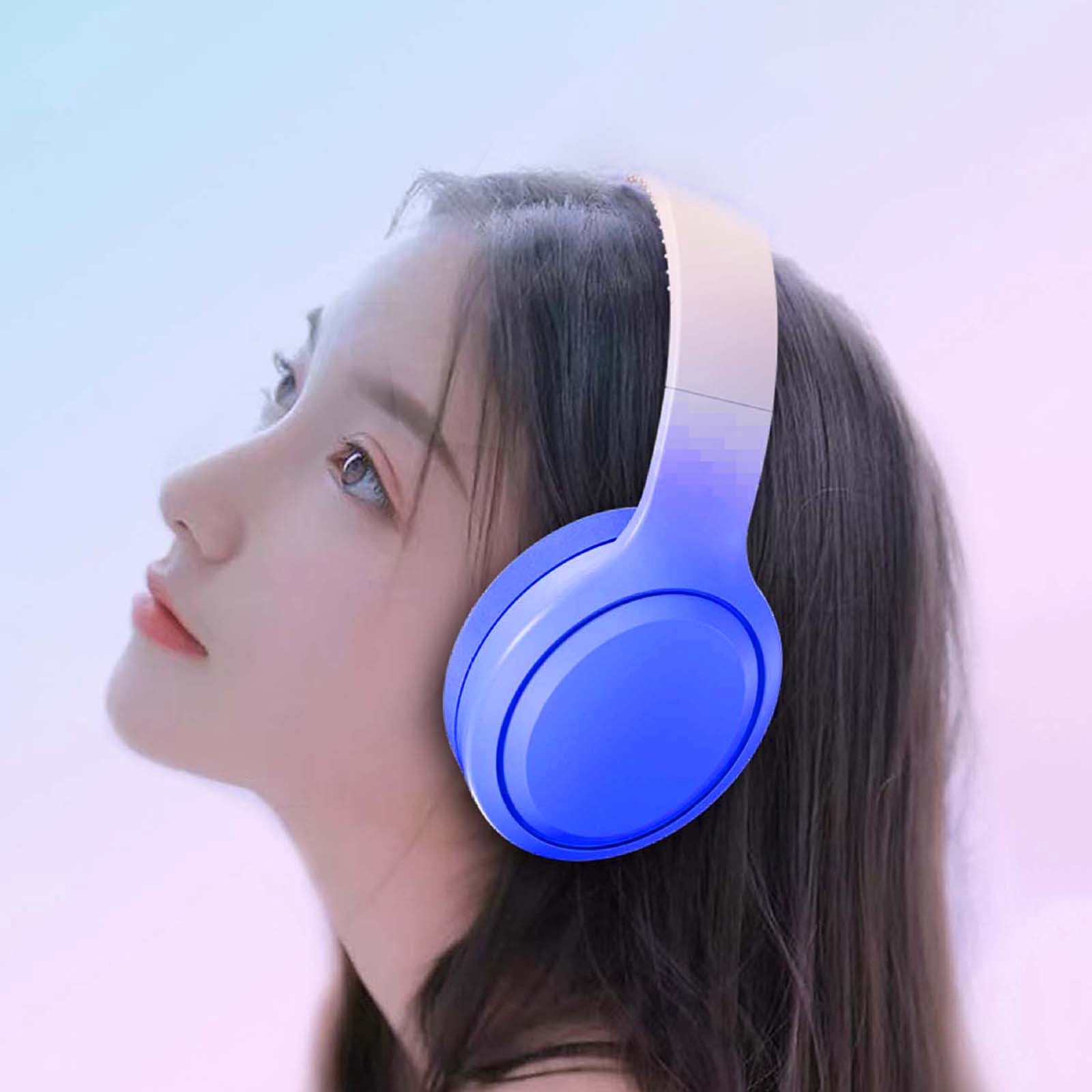 Bluetooth Headphones Over Ear, 80H Playtime Headphones Wireless with Mic, Bluetooth Headphones with 3 EQ Modes, HiFi Stereo Foldable Wireless Headphones for Phone PC Travel Workout,Blue