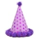 thumbnail image 1 of KAKOWELY Sombrero de papel para cumpleaños con bolas de peluche brillantes, suministros para fiesta (morado), 1 of 4
