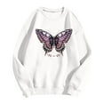 thumbnail image 4 of Womens Oversized Sweatshirts Butterfly Graphic Long Sleeve Crew Neck Casual Plain Pullover Tops White, 4 of 4