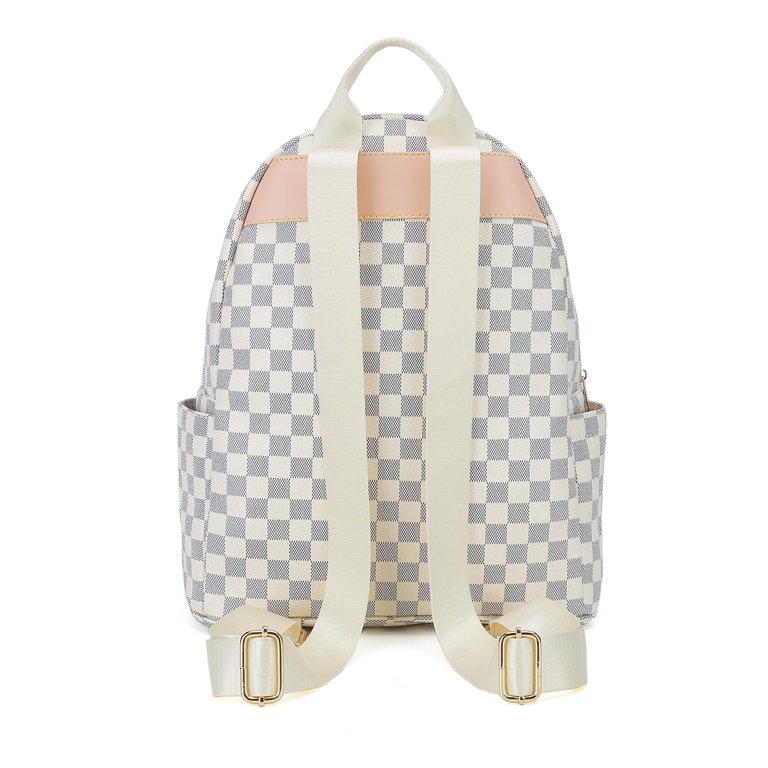 MK Gdledy Checkered Backpack Fashion Classic Large Backpack for College  Students Travel bag White 