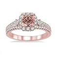 thumbnail image 2 of Superb 1.50 Carat Princess Morganite and Diamond Wedding Ring in 14k Rose Gold affordable morganite & diamond engagement ring, 2 of 3