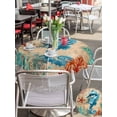 thumbnail image 6 of Outdoor Tablecloth with Umbrella Hole Zipper Sea Seahorse Coastal Round Tablecloth 60" Waterproof Outside Table Cloth Brown Nautical Summer Coral Vintage Patio Table Cover Tablecloths for Picnic, 6 of 8