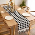 thumbnail image 3 of Farmhouse Table Runner - 72 Inch Long, Kitchen Dining Table Runner Dresser Scarves, American Country Star Barn Black Plaid Berry Farmhouse Decor for Coffee Tables Wedding Party Banquet, 3 of 8