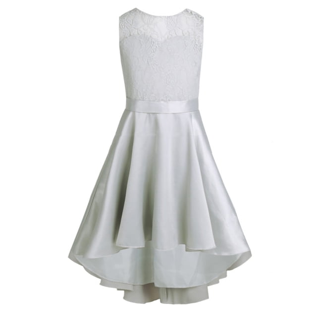 AAMILIFE Robes Sans Manches en Dentelle Fleurie Tulle pour Filles, Robes de Princesse pour Mariage, Bal, Fête, Robe Formelle