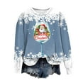 thumbnail image 4 of larppty Merry Christmas Sweatshirt Women Xmas Santa Goblet Christmas Snowflake Print Long Sleeve Lightweight Top Shirts (Sky Blue, S), 4 of 6