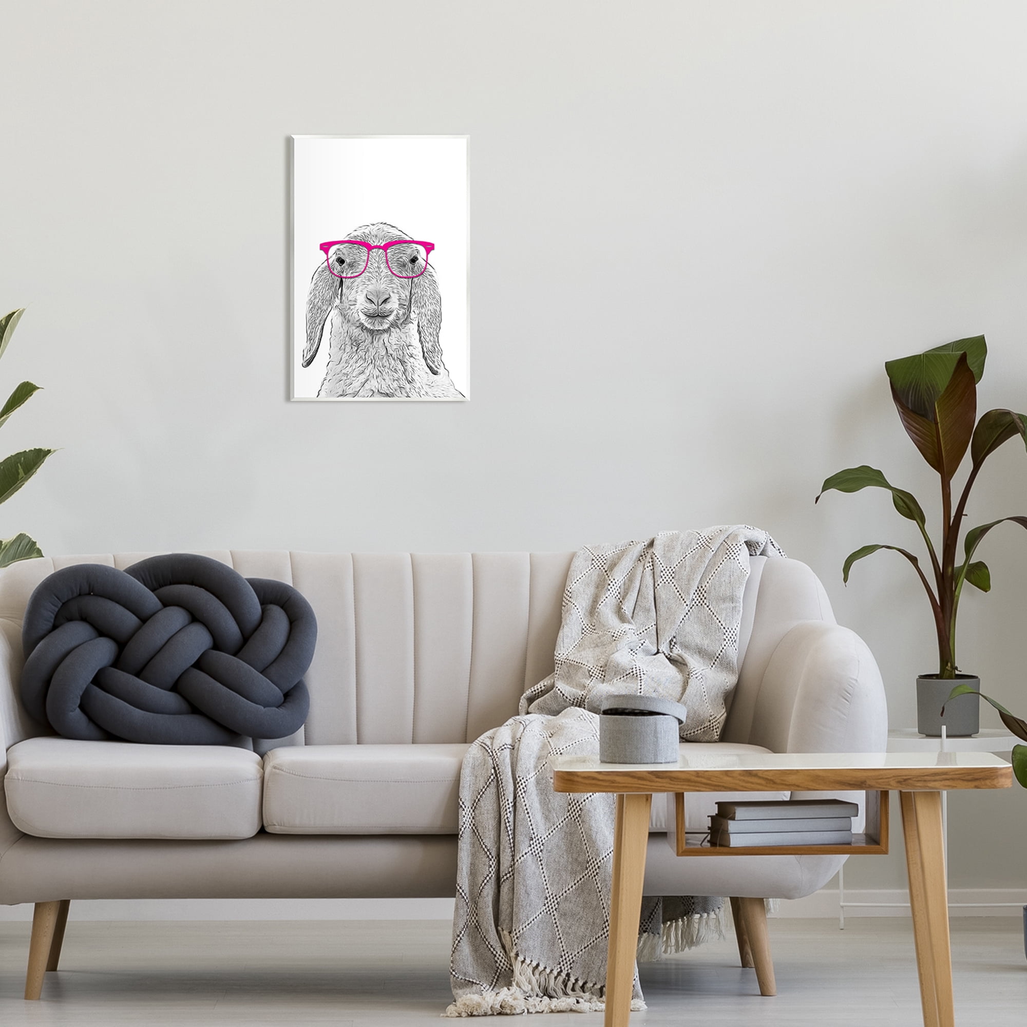 Stupell Industries Farmhouse Sheep Pink Glasses Animals & Insects Painting Unframed Art Print Wall Art