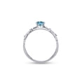 thumbnail image 4 of AFFY 6MM Round Cut Simulated Aquamarine & White Cubic Zirconia Floral Ring 14k White Gold Over Sterling Silver Ring Size-4, 4 of 6