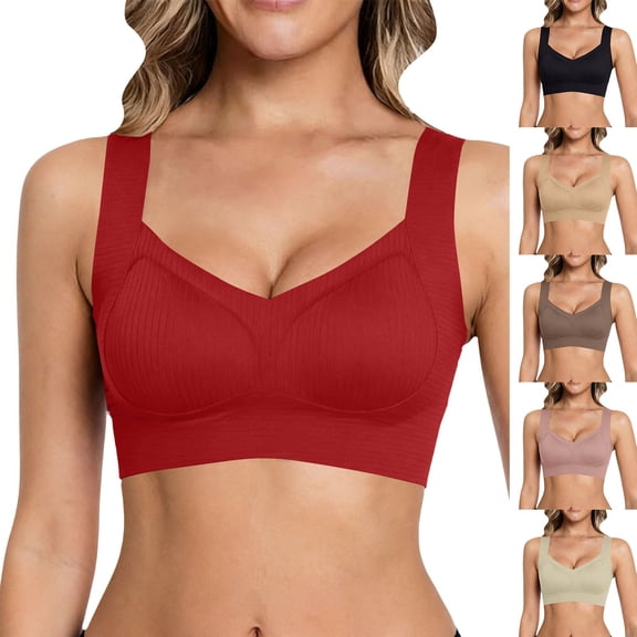 BWASD Womens Jelly Bra Wirefree Full Coverage No Underwire Seamless Everyday Bras Comfortable Padded Underwear Breathable Soft Wide Straps Sleep Everyday (Beige L)