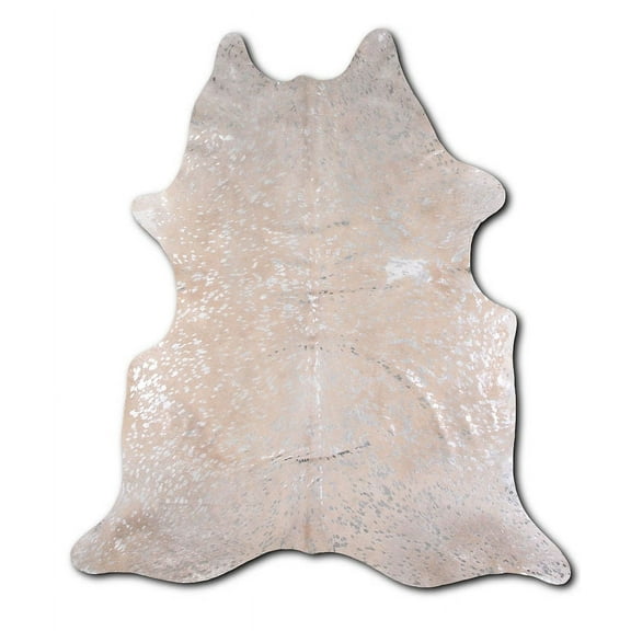Admiring cowhide rugs for sale SILVER METALLIC ON BEIGE rug