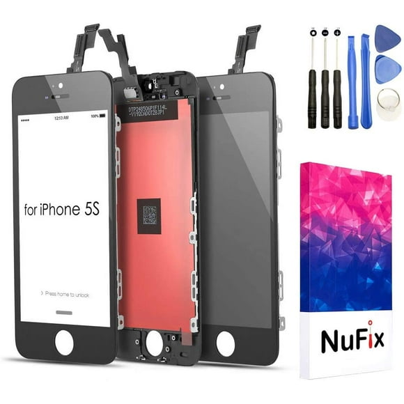 NuFix LCD Replacement for Apple iPhone 5S / 5SE Screen Glass LCD Display Touch Digitizer Assembly with Frame and Tools