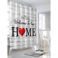 thumbnail image 3 of Shower Curtains Red Heart Home Bath Curtain White Retro Wood Grain Waterproof Bathroom Shower Curtain Set with Hooks Decoration 36 x 72 Inches, 3 of 7