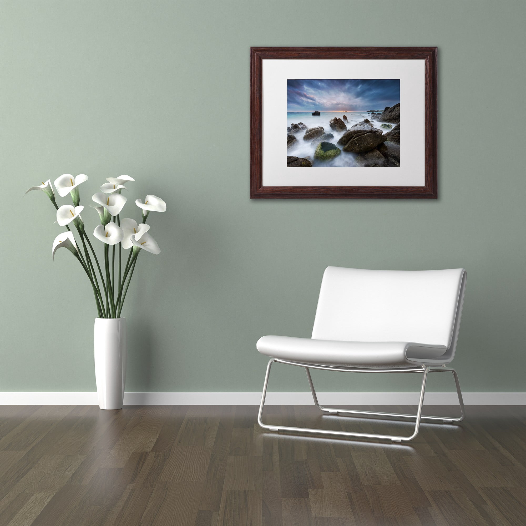 Trademark Fine Art "The Ocean Dream" Canvas Art by Mathieu Rivrin, White Matte, Wood Frame