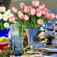thumbnail image 6 of Artificial Tulips 20 Stems Real Touch PU Faux Flowers Gradient Pink Bouquet for Wedding Home Decor Kitchen Table Vase Centerpieces Spring Easter Valentine’s Day Gift 13 Inch, 6 of 9