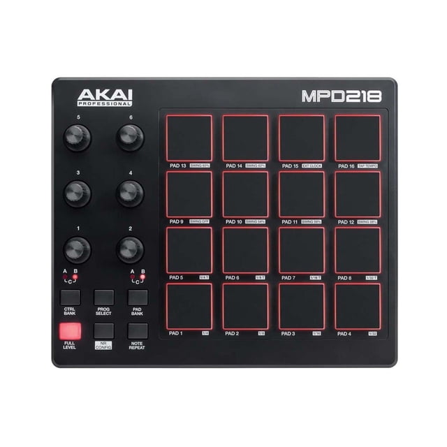 Controlador USB con 16 Pads MPD218 AKAI negro