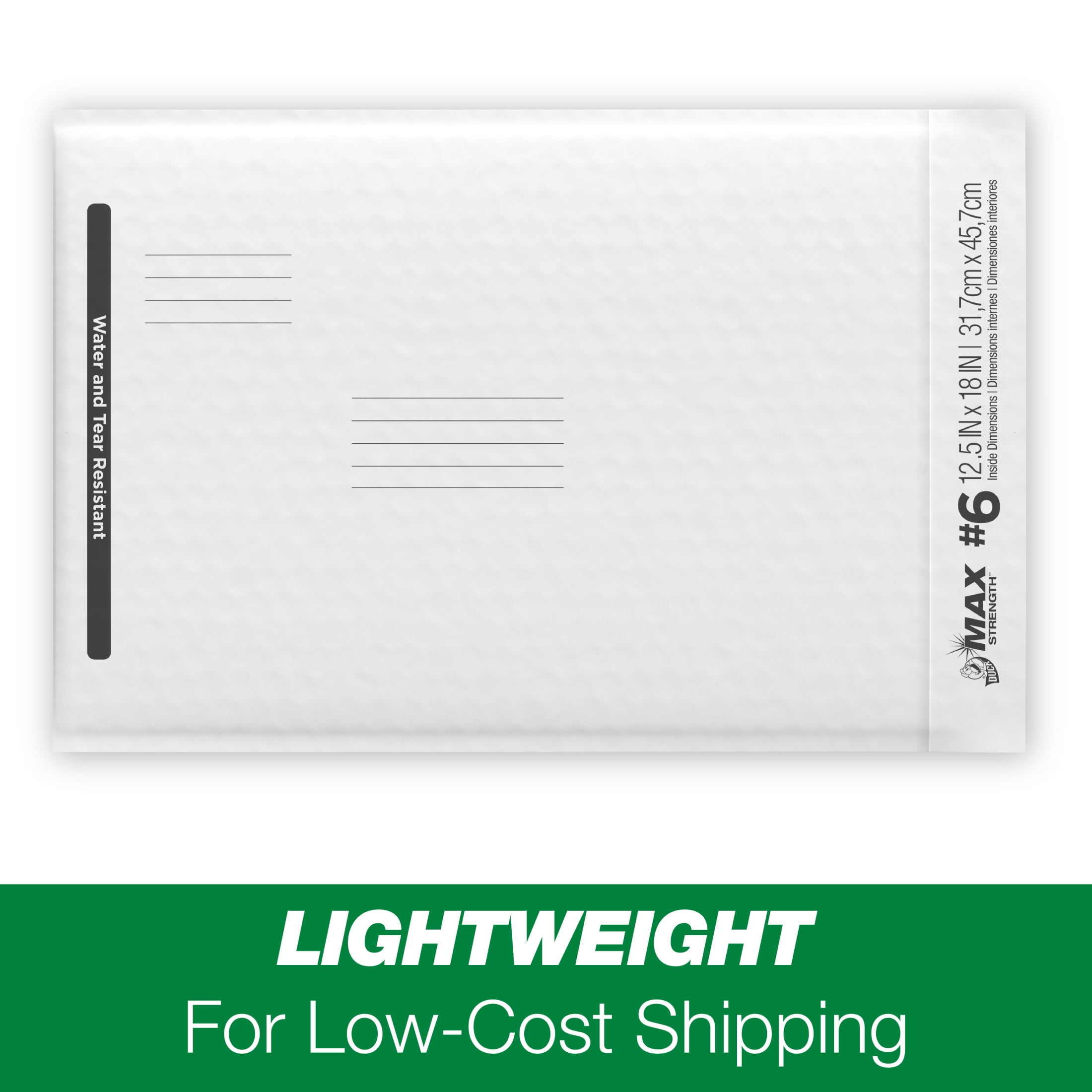 (2 pack) Duck Max Strength Self-Sealing Poly Bubble Mailer #6, 12.5" x 18.5", Solid White