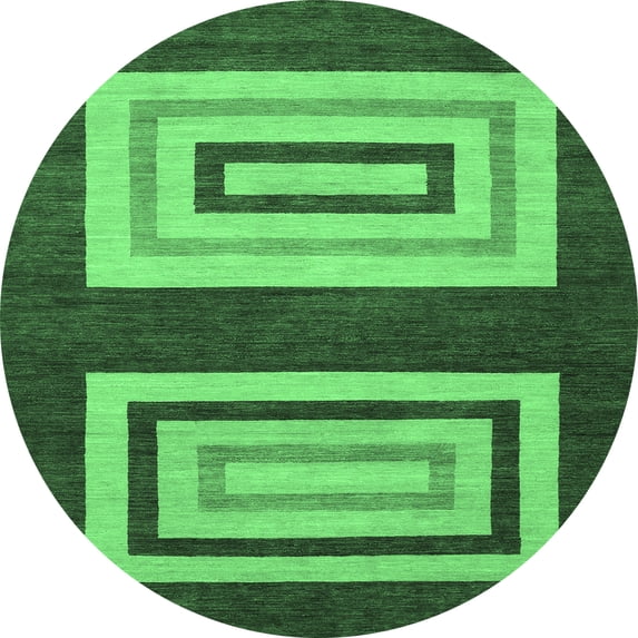 Ahgly Company Indoor Round Abstract Emerald Green Modern Area Rugs, 4' Round