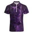 thumbnail image 4 of Purple Wolf Men Zipper T-shirt Summer Casual Short Sleeve T-shirt Top, 4 of 7