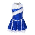 thumbnail image 4 of DPOIS Kids Girls Sleeveless Sequins Dance Dress Cheer Costume Royal Blue 6, 4 of 7