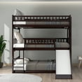 thumbnail image 2 of Espresso Full Over Full Over Full Triple Bunk Bed w/ Ladder &amp; Slide - Solid Wood, Space-Saving Design, Perfect for Bedrooms, 78.7"L x 57.9"W x 76.5"H, 2 of 15