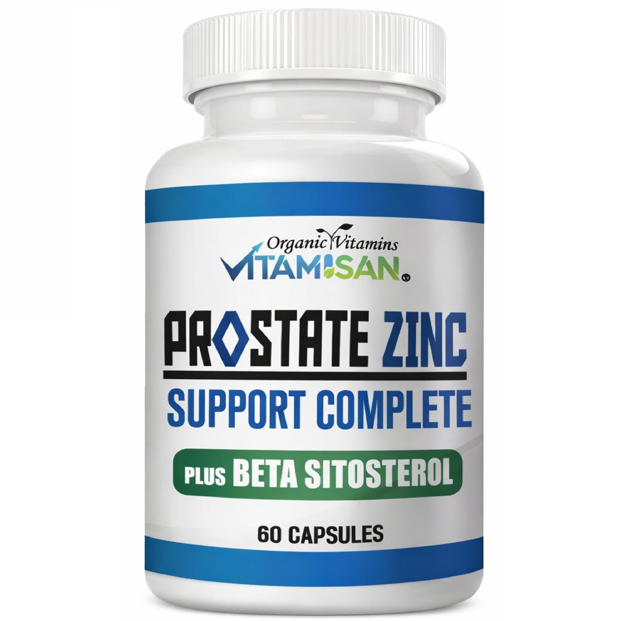 Vitamisan Prostate Zinc Support Complete – Saw Palmetto, Pygeum Africanum, Pumpkin Seed Extract, Beta Sitosterol, Zinc, Lycopene, Vitamin D3 & Vitamin E – Prostate Health Supplement for Men – 60 Caps