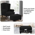 thumbnail image 4 of Ottoman Cover Slipcover Rectangle Fit Length 29"-34" Footrest Sofa Slipcovers Stool Cover Footstool Protector Covers Black, 4 of 14