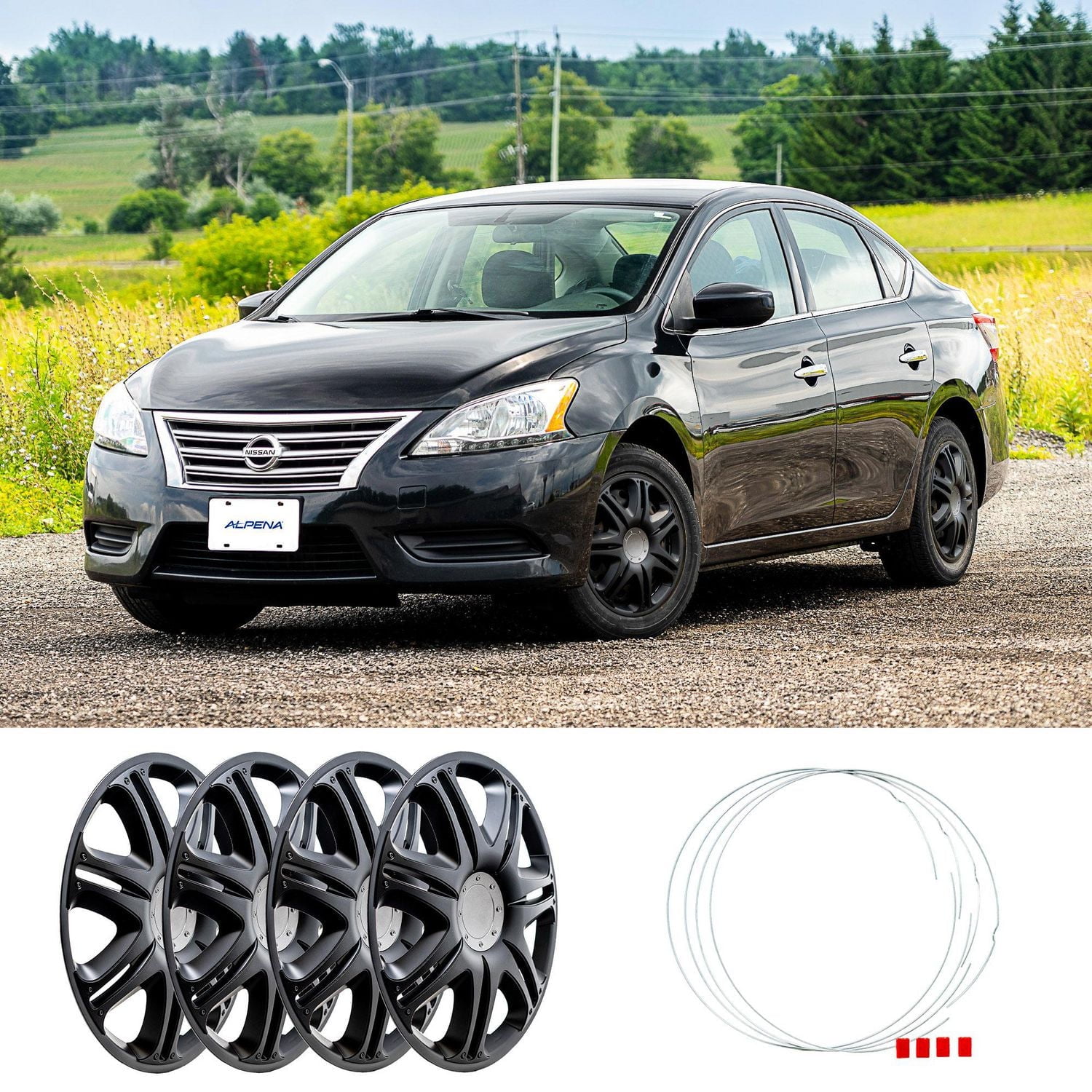 16" Velociti Wheel Covers, Black, set of 4