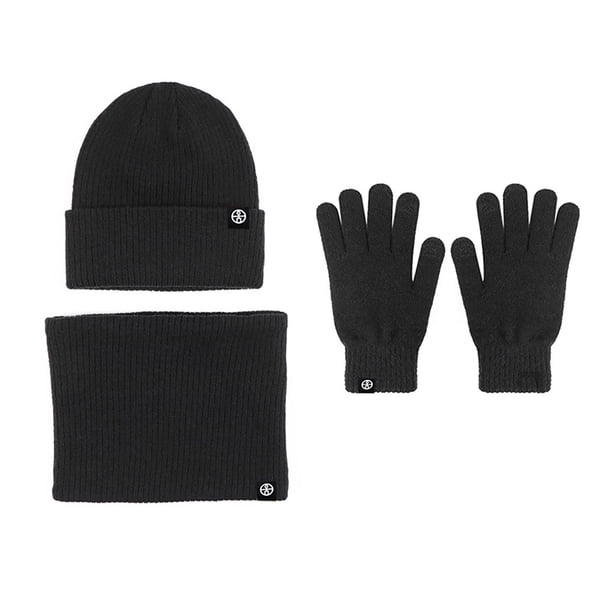 Conjunto de tres piezas de guantes, gorros y bufandas de punto cálidos de estilo europeo e invernal con terciopelo grueso y gorro. Bufandas, gorros y mitones para mujer.