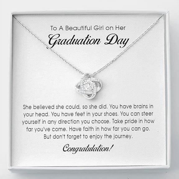 Graduation Gift Love Knot Necklace, Graduation Gift for Her with Message Card and Gift Box, College Graduation Gift for Her, High School Senior Graduation Present, Class of 2025