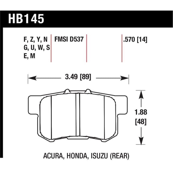 Hawk 1997-1997 Acura CL 2.2 HPS 5.0 Rear Brake Pads