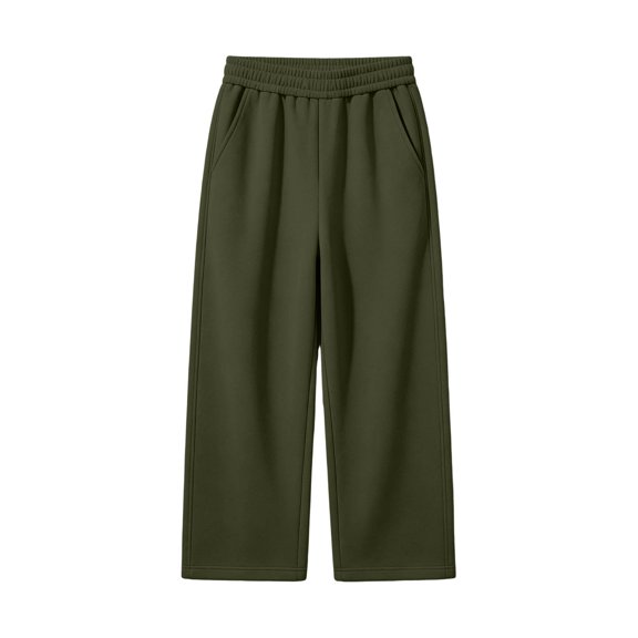 Boys Straight Leg Sweatpants, Fall Elastic Waist Loose Fit Sweat Pants, Casual Fleece Jogger Sports Trousers with Pockets