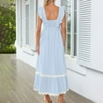 thumbnail image 4 of HAPIMO Tea Length Loose Dress for Women Dot Print Vacation Ruffle Swing Hem Short Sleeve Clothing Summer Beach V Neck Sundress Retro Boho, 4 of 7