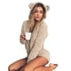 thumbnail image 1 of Mujeres Niñas Traje de pijama de felpa con capucha Orejas de oso Mono Ropa de dormir Mameluco kenally FS10114-40, 1 of 7
