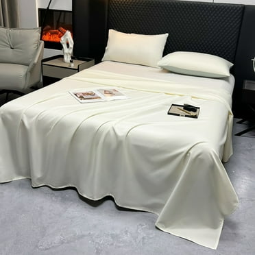 Jpxdew Satin Bed Sheet Hotel Luxury Solid Color,Queen 63x87 Inch,Wrinkle Free Washable Sheets Set Cooling Smooth