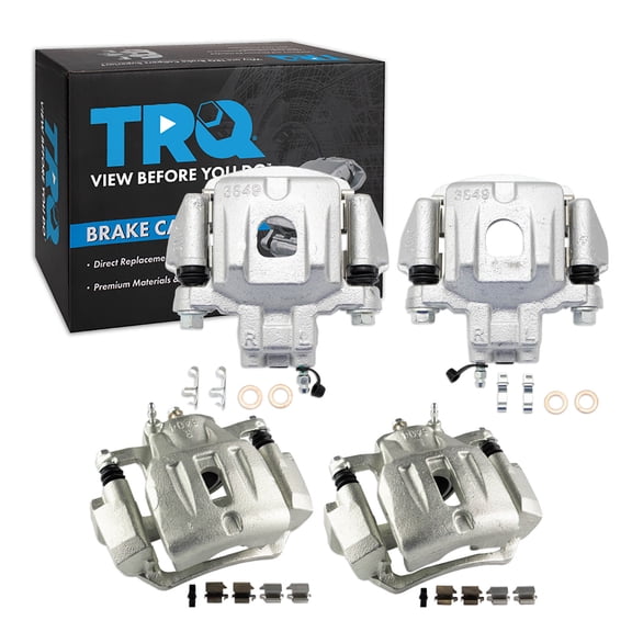 TRQ Front and Rear Brake Caliper Set Zinc Coated Brackets Fits 2004-2007 Toyota Highlander
